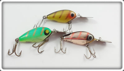 Heddon Devil Diver Lot Of Three: Perch, Bright Green, & Chrome/Pink