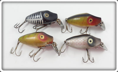 Heddon Midgit Digit Lot Of Four: Perch, Black Shore, & Shiner