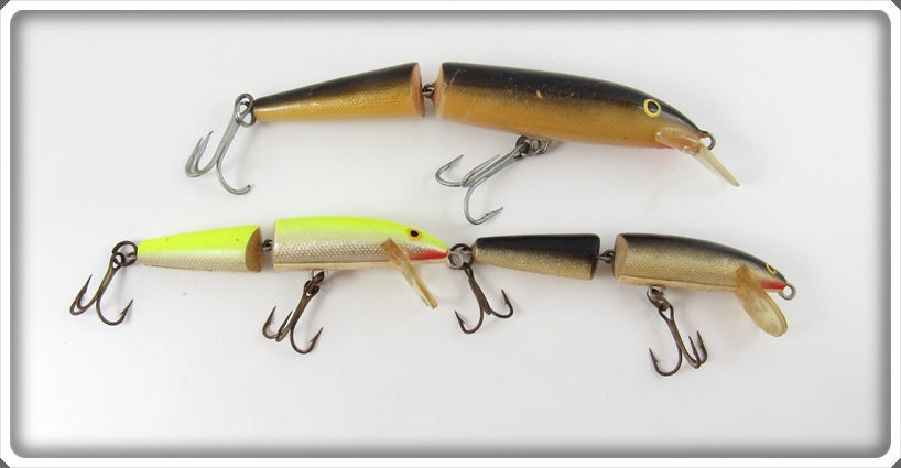 Rapala Yellow & Black Jointed Minnow Lot Of Three Lures For Sale