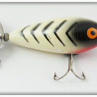 Vintage Bomber White Black Ribs Top Bomber Lure