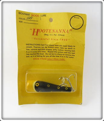 Vintage Manta Ray Inc Black & Yellow Hootenanna Lure On Card 