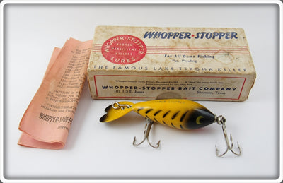 Vintage Whopper Stopper Yellow & Black Model 100 Lure In Box 