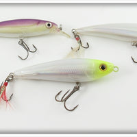 Rapala Purple, White & Yellow Head Minnow Lot Of Three Lures