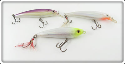 Rapala Purple, White & Yellow Head Minnow Lot Of Three Lures