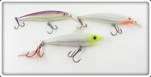 Rapala Purple, White & Yellow Head Minnow Lot Of Three Lures