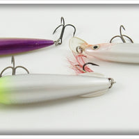 Rapala Purple, White & Yellow Head Minnow Lot Of Three