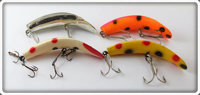 Vintage Helin P3 & S3 Flatfish Lure Lot Of Four