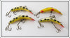 Vintage Helin X5 Flatfish Lure Lot Of Four