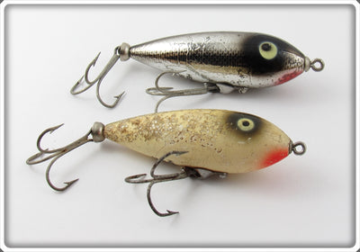Vintage Heddon Chrome & Silver Flitter Baby Zara Lure Pair
