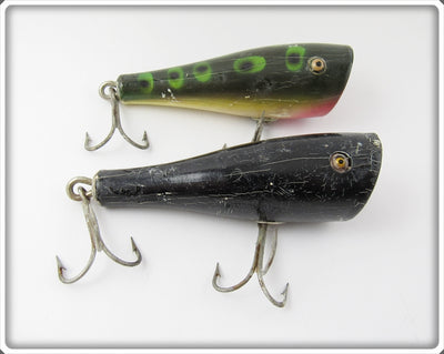 Vintage Creek Chub Black & Frog Plunker Lure Pair 