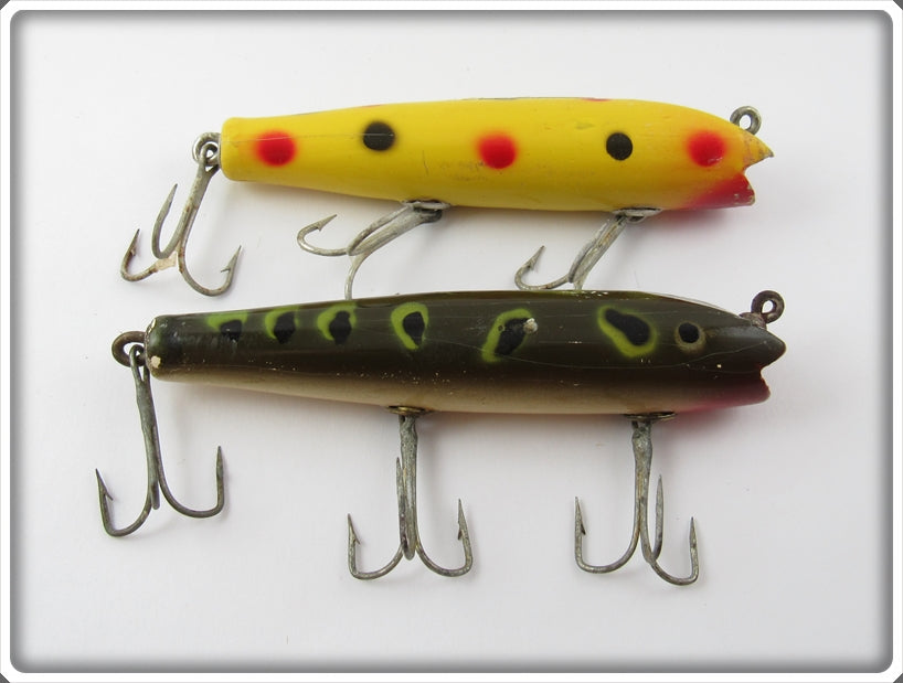 Vintage Creek Chub Yellow Spotted & Frog Darter Lure Pair For Sale