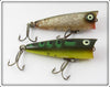 Vintage Heddon Silver Flitter & Bullfrog Tiny Chugger Pair
