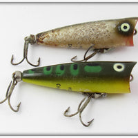 Vintage Heddon Silver Flitter & Bullfrog Tiny Chugger Pair