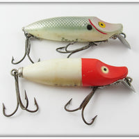 Vintage Heddon Shad & Red Head White River Runt Lure Pair 
