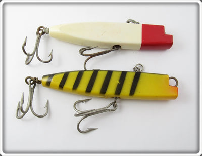 Vintage Creek Chub Tiger & Red Head White Wiggle Diver Pair 