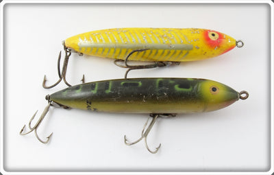 Vintage Heddon Yellow Shore & Bullfrog Zara Spook Lure Pair 